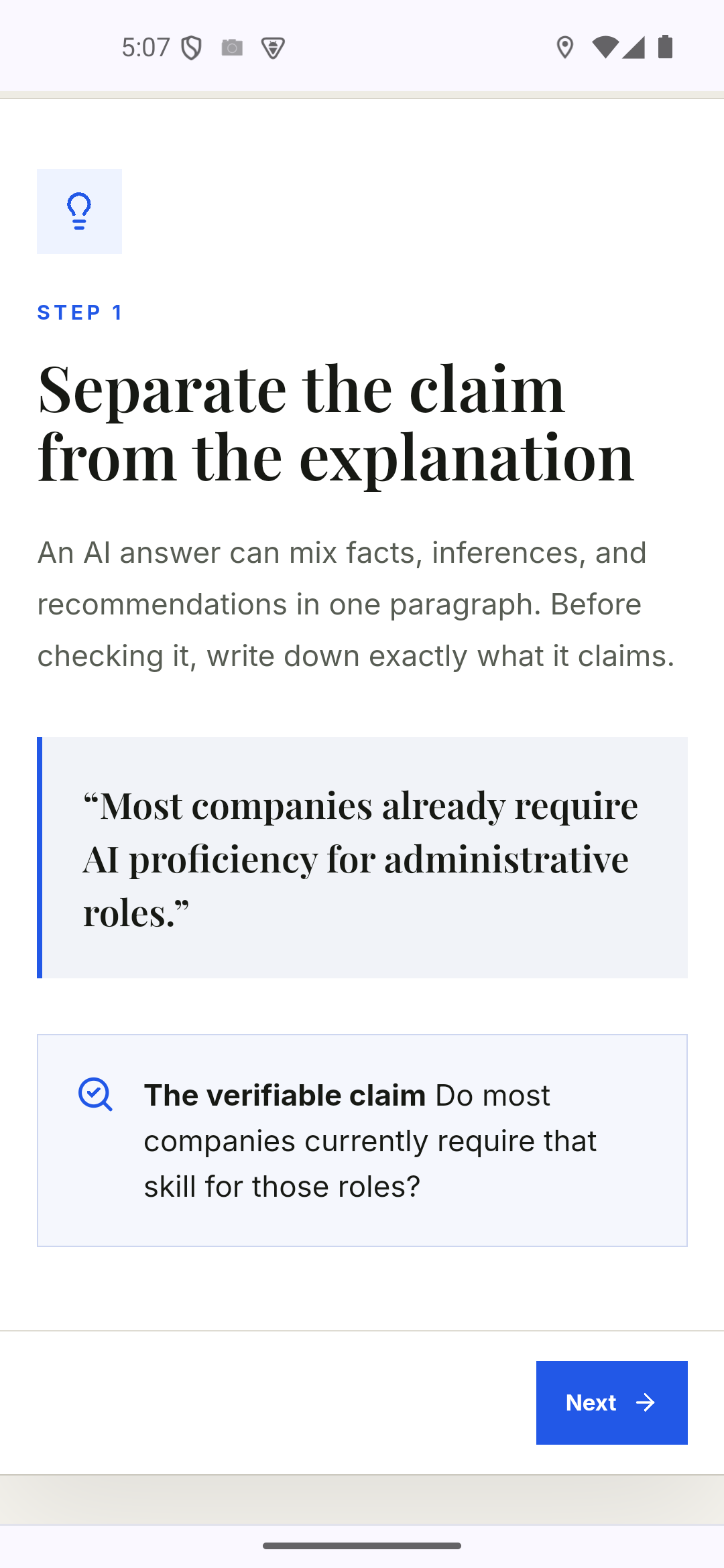 VedaUniversity interactive lesson captured from the Android emulator